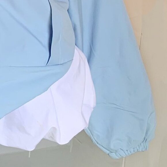 Baby Blue Embroidered Puffer Bomber Jacket - Picture 4 of 4